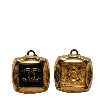 Chanel  Coco Mark Earrings Gold Black