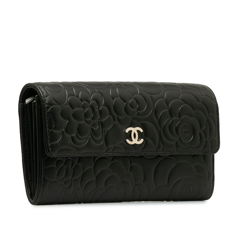 Chanel CAMERIA COCOno mark Long Wallet Black   CHANEL