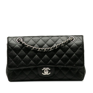 Chanel Matrace 25 Cocono mark Double Flap ilver  Chain Shoulder Bag Black Caviar S  CHANEL