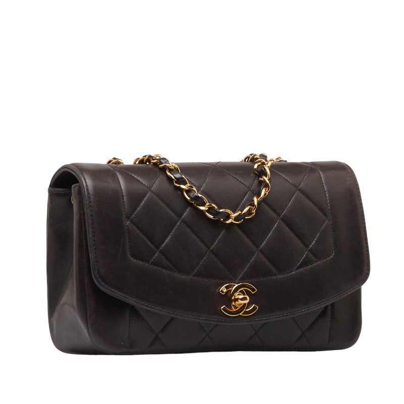 Chanel Diana 23 Chain Shoulder Bag Black Lambskin Leather Ladies Chanel