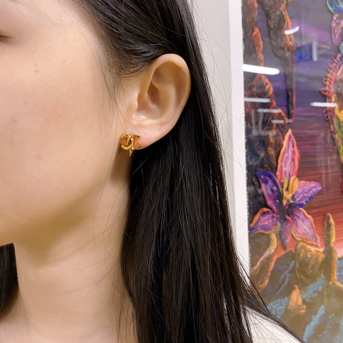 Chanel  gold ear clips