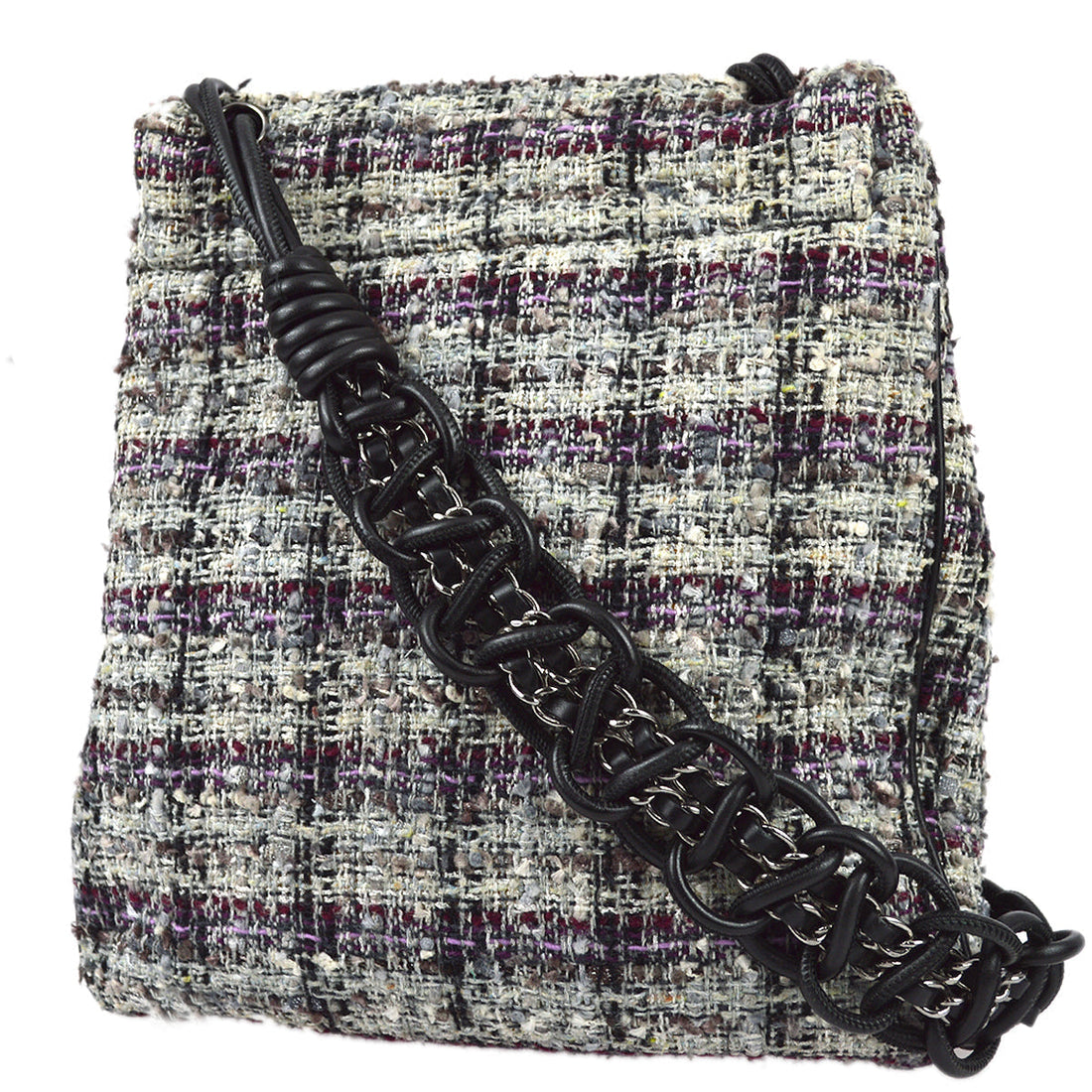 Chanel 2006-2008 Tweed Camellia Messenger Bag