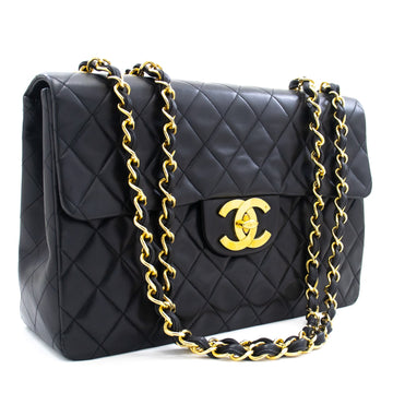 Top Quality Chanel Classic Large 13" New Chain Shoulder Bag Black Lambskin