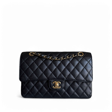 Chanel Classic Flap Medium - Togo/epsom/caviar/clemence/callfskin/cowhide/lambskin 25CM Quilted Black Gold Hardware Series 15