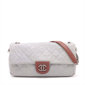 Chanel Matrasse  Chain Shoulder Bag Grey x Brown Gummetal G