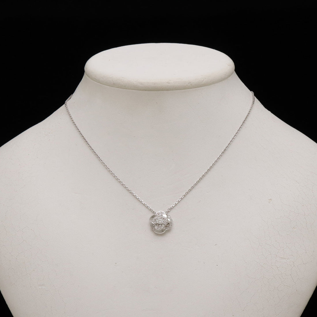 Chanel Camellia Pave Necklace K18WG 750WG White Gold Diamond
