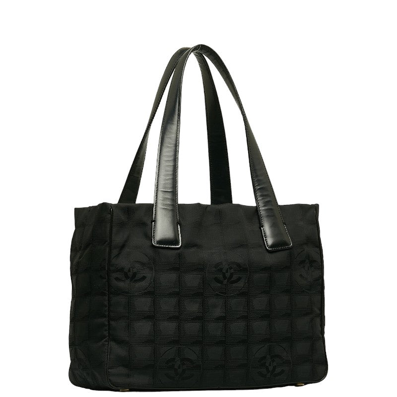Chanel New Label Line  PM houlder Bag Black Nylon Leather Canvas  CHANEL