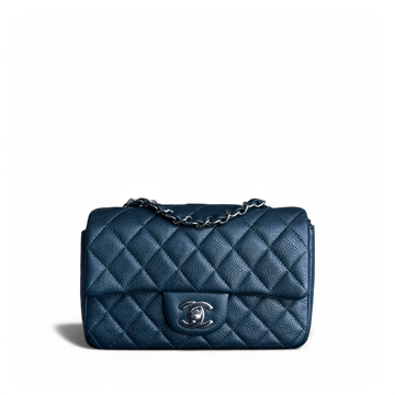 Chanel Classic Flap Mini - 20CM Togo/epsom/caviar/clemence/callfskin/cowhide/lambskin Quilted Dark Blue Green Silver Hardware Series 20