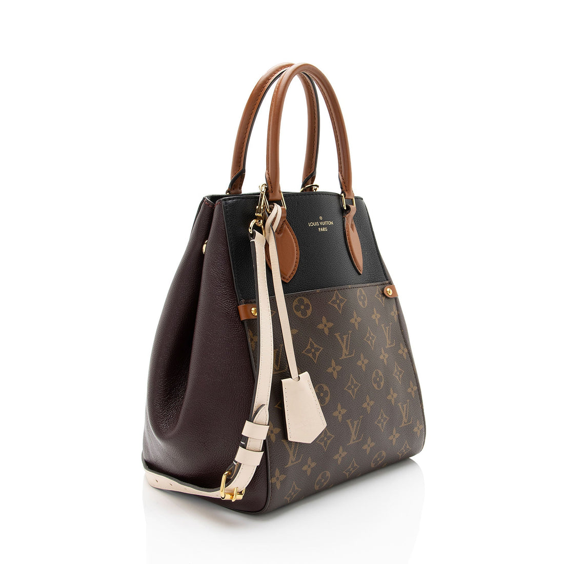 Louis Vuitton Leather Monogram Canvas Fold Tote MM