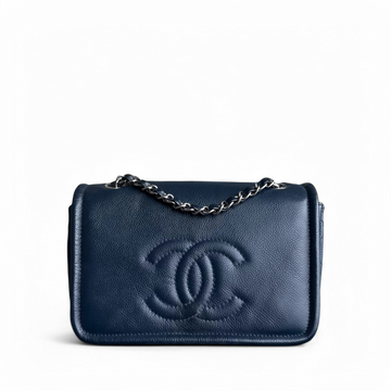 Chanel Seasonal Timeless CC Flap - Togo/epsom/caviar/clemence/callfskin/cowhide/lambskin 24CM Dark Blue Silver Hardware Series 15