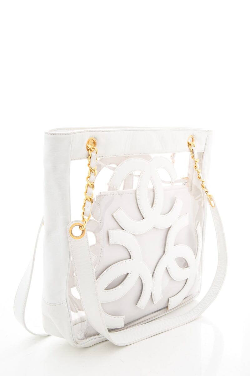 Chanel  White PVC Panel Triple CC Shoulder Tote