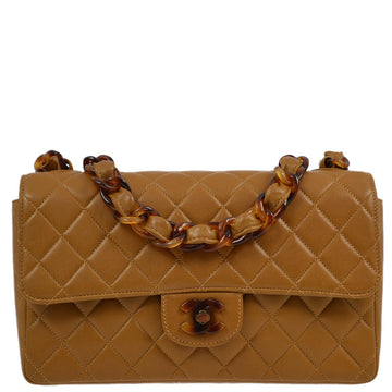 Chanel Brown Lambskin Medium Single Flap Shoulder Bag