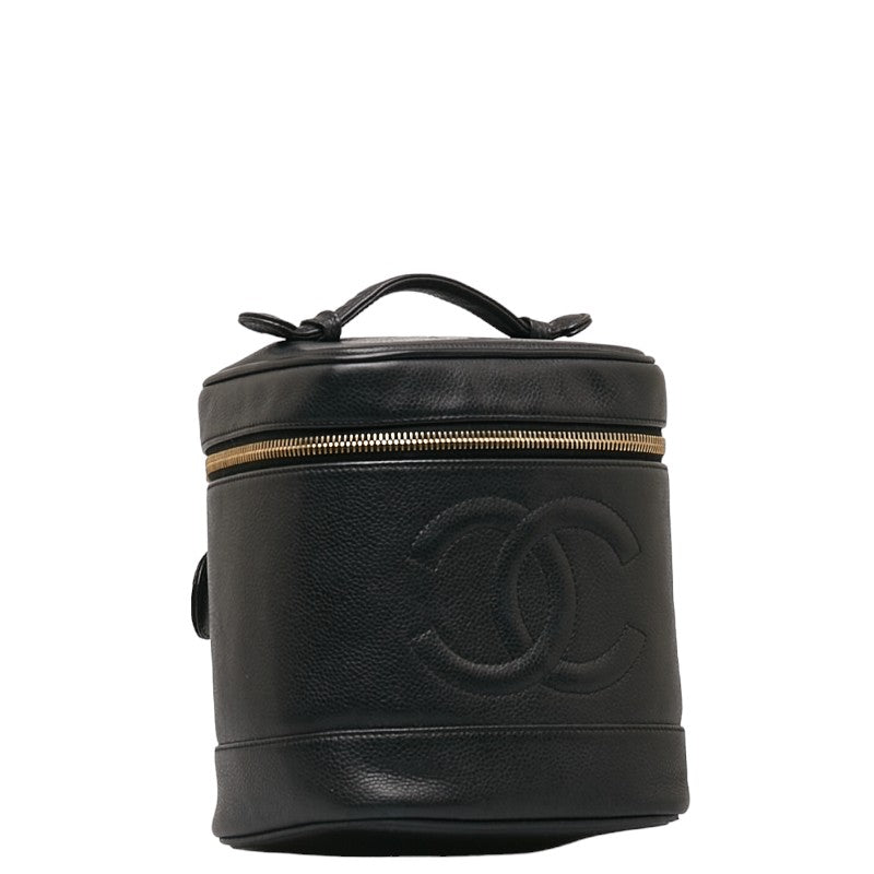 Chanel DECACOCOno mark Handbag Vanity Bag Black Caviar S  CHANEL