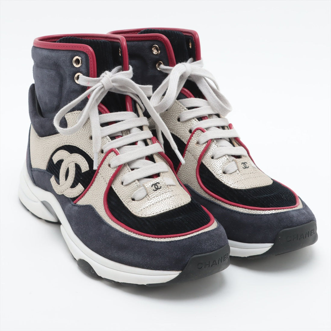 Chanel Coco Leather High-Cut Sneaker 37 1/2  Multicolor G34053