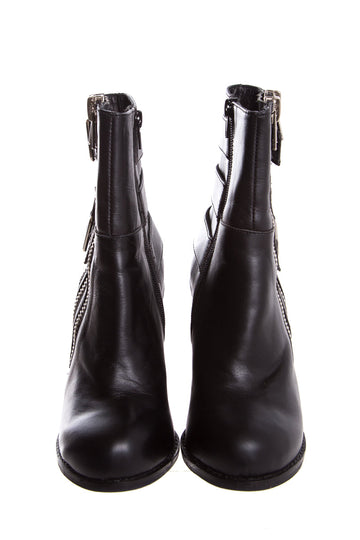 Jeffrey Campbell Black Booties w/ Buckle and Zipper Detail  SZ 6