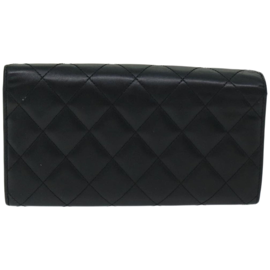 Chanel Cambon Line Long Wallet Leather Black CC Auth