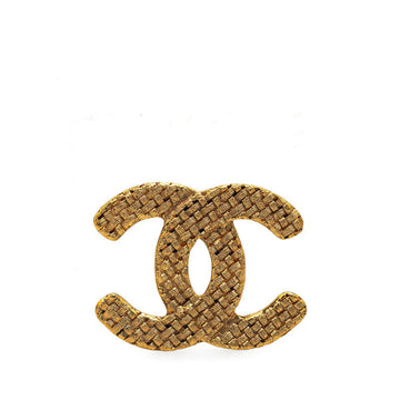 Chanel  Coco Mark Quilted Brooch Gold