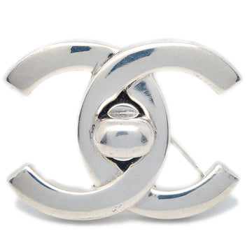 Chanel Turnlock Brooch Pin Silver Large 96P