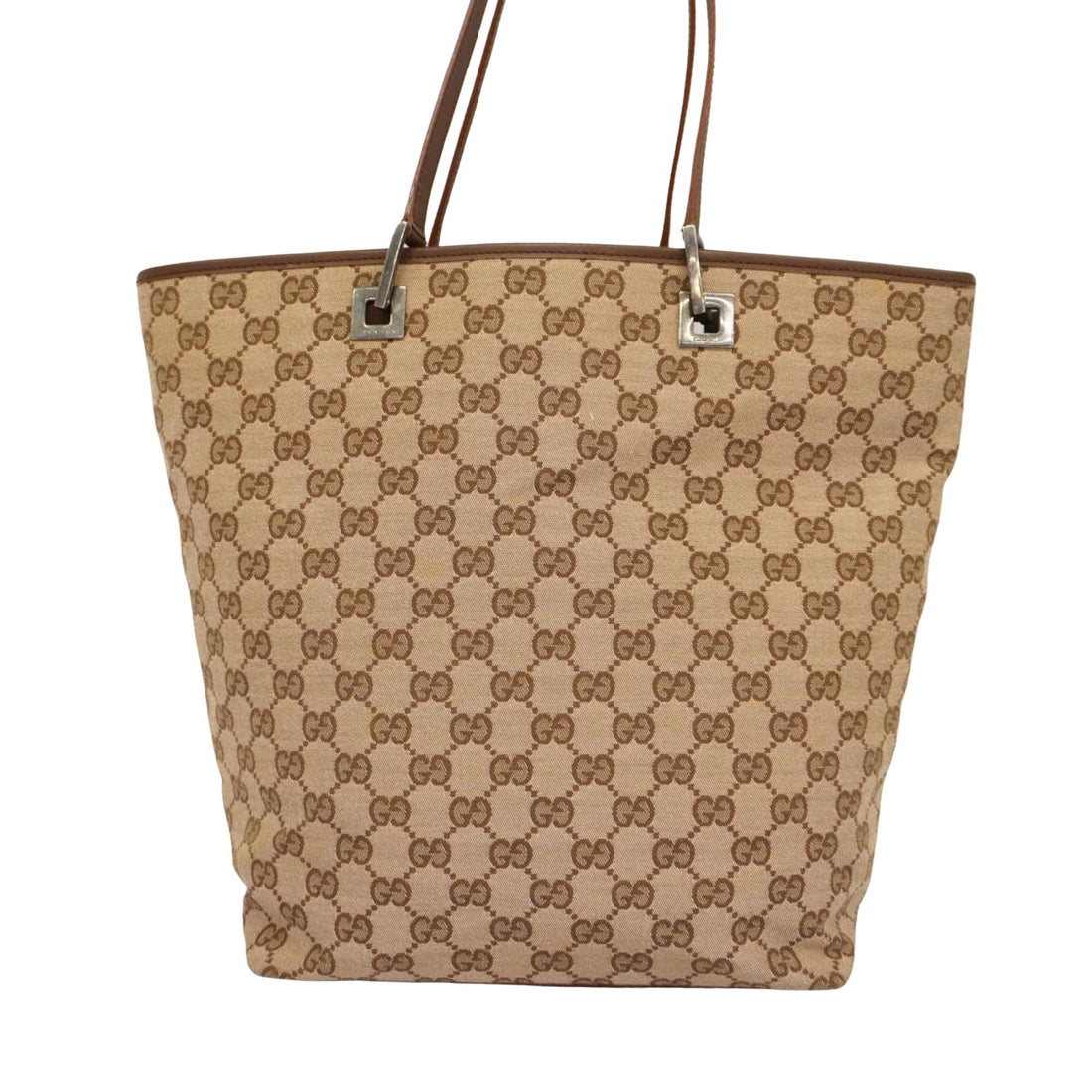 Gucci Gg Canvas  Calfskin Tote Bag ()