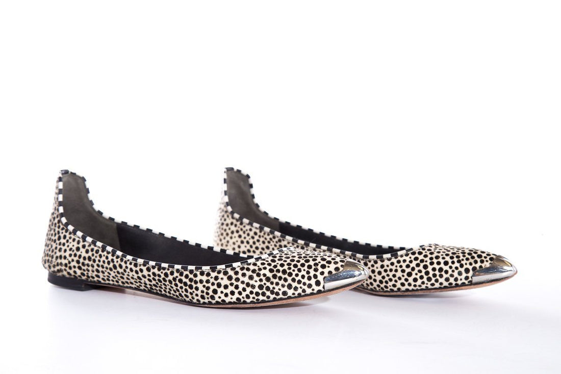 Brian Atwood Black & White Polka Dot Pointed-Toe Flats SZ 7.5