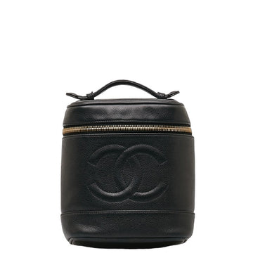 Chanel DECACOCOno mark Handbag Vanity Bag Black Caviar S  CHANEL