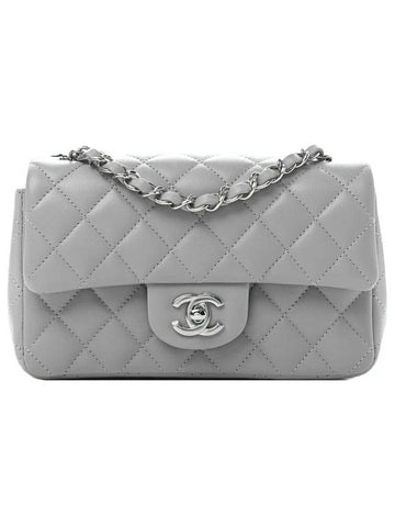 Classic Flap Mini Lambskin Shoulder Bag  Grey Chanel