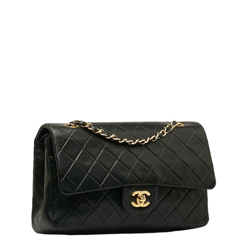 Chanel Matrases 25 Double Flap Chain houlder Bag Black Leather  Chanel