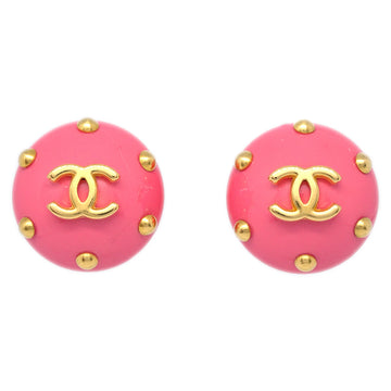 Chanel Button Earrings Clip-On Pink 96C