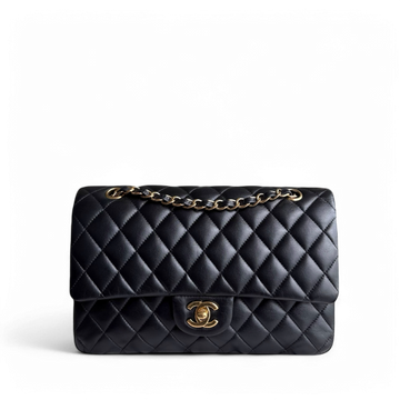 Chanel Classic Flap Medium - 25CM Quilted Lambskin Black Gold Hardware Series 26