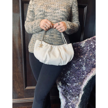 Chanel  White Python CC Chain Hobo Bag