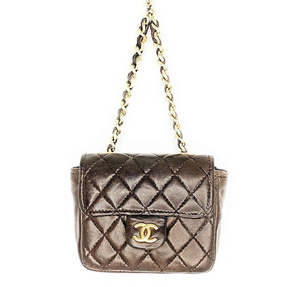 Chanel  Brown Quilted Micro Belt Bag