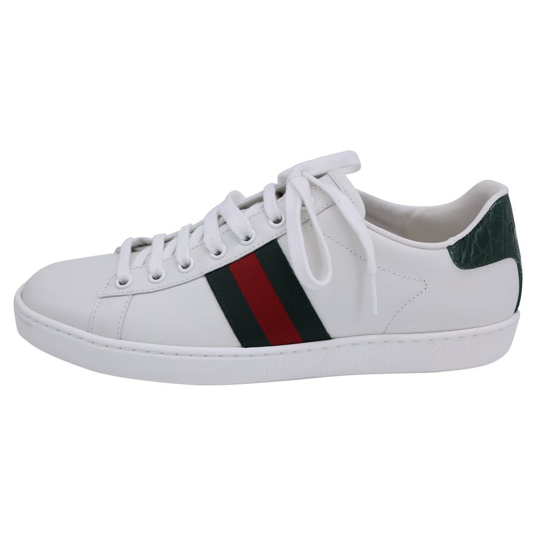 Gucci Women's Ace Sneaker with Web Detail in White Leather