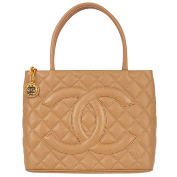 Chanel 2001-2003 Medallion Tote Beige Caviar