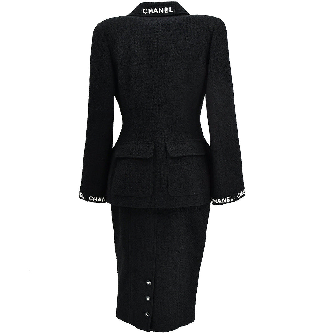 Chanel Setup Suit Jacket Skirt Black 95A #38