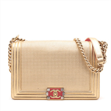 Chanel Boy  Chanel 28   Chain Shoulder Bag Gold Gold  18 A92193