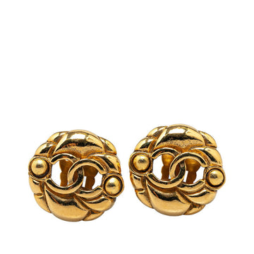 Chanel  Matelasse Coco Mark Earrings Gold Plated