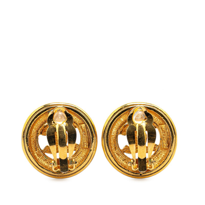 Chanel Coco no mark Round Earrings Gold