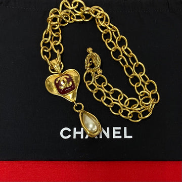 Chanel  Heart Pearl Necklace Pendant