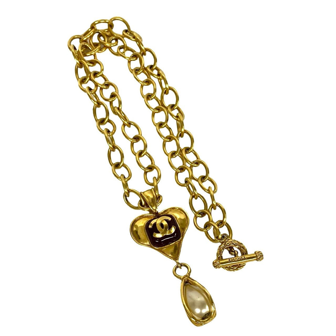 Chanel  Heart Pearl Necklace Pendant