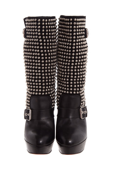 Christian Louboutin Black Patform Studded Boots SZ 40