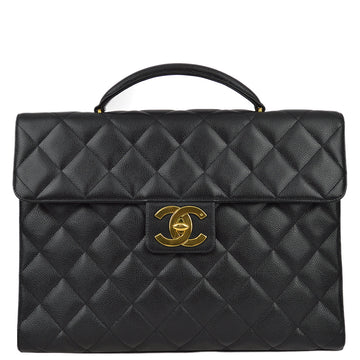 Chanel 1991-1994 Black Caviar Briefcase