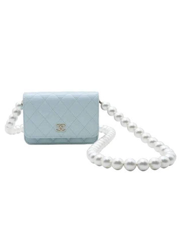 Gold Hardware Pearl Strap Mini Bag  Blue Chanel