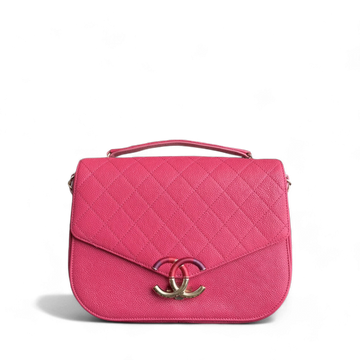 Chanel Coco Curve Cuba - 25CM Togo/epsom/caviar/clemence/callfskin/cowhide/lambskin Quilted Pink Gold Hardware Series 25