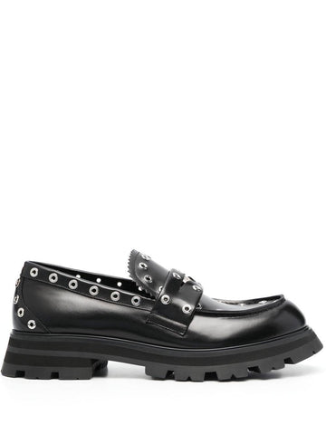 LEATHER METAL DETAIL LOAFERS