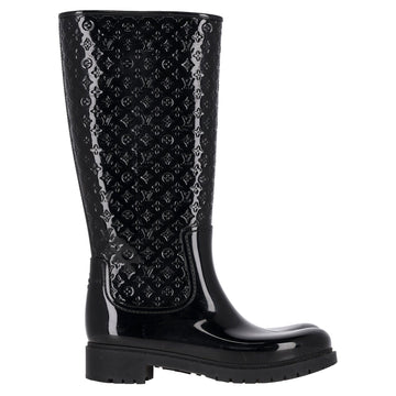 Louis Vuitton Monogram Splash Rain Boots in Black Rubber