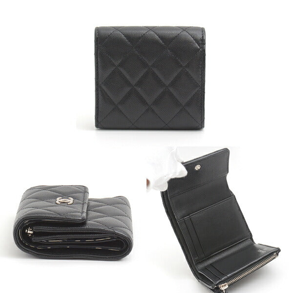 Top Quality Chanel Caviar Skin Trifold Wallet Black