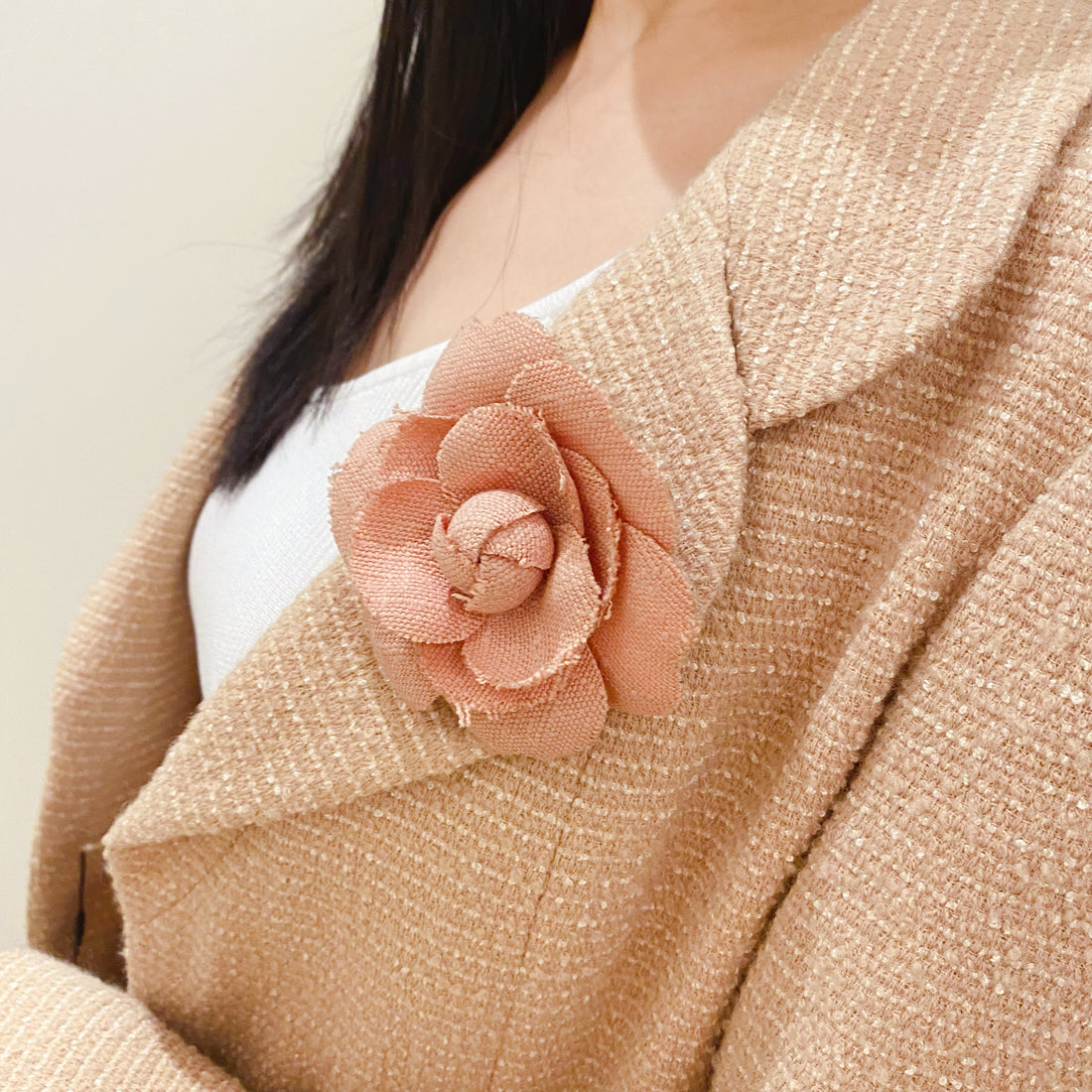 Chanel Pink Camellia Brooch