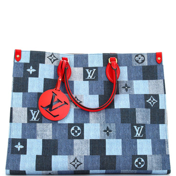OnTheGo Tote Damier and Monogram Patchwork Denim GM