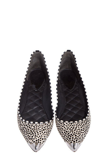 Brian Atwood Black & White Polka Dot Pointed-Toe Flats SZ 7.5