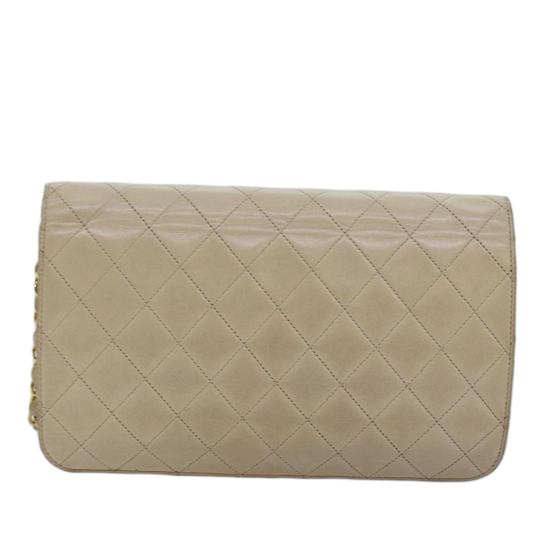 Top Quality Chanel Chain Shoulder Bag Lamb Skin Beige CC Auth 74732A